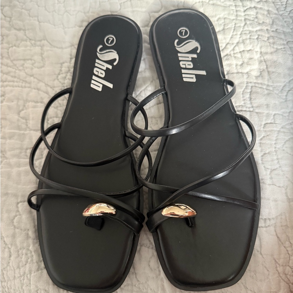 SHEIN Black Minimalist Slide Sandals
